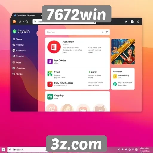 Interface do usuário do site 7672win em foco